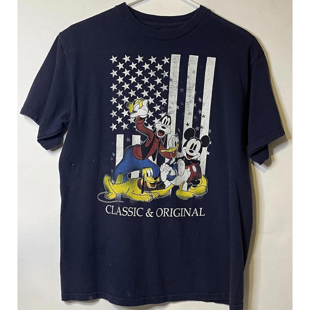 Disney‎ Mickey Mouse Classic And Original T Shirt Kids XL American Flag